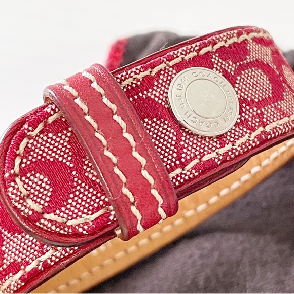 Coach red monogram fabric and leather snap button bracelet - Picture 4 of 10